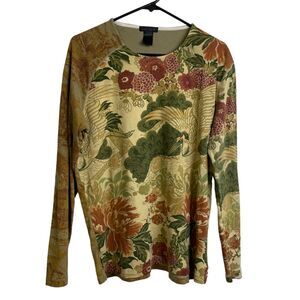 Custo Barcelona Long Sleeve Top Womens Floral Victorian Mixed Print Cotton